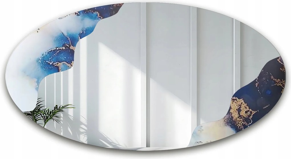 Marble Elfra szabálytalan tükör elliptikus kék márványon 150x50