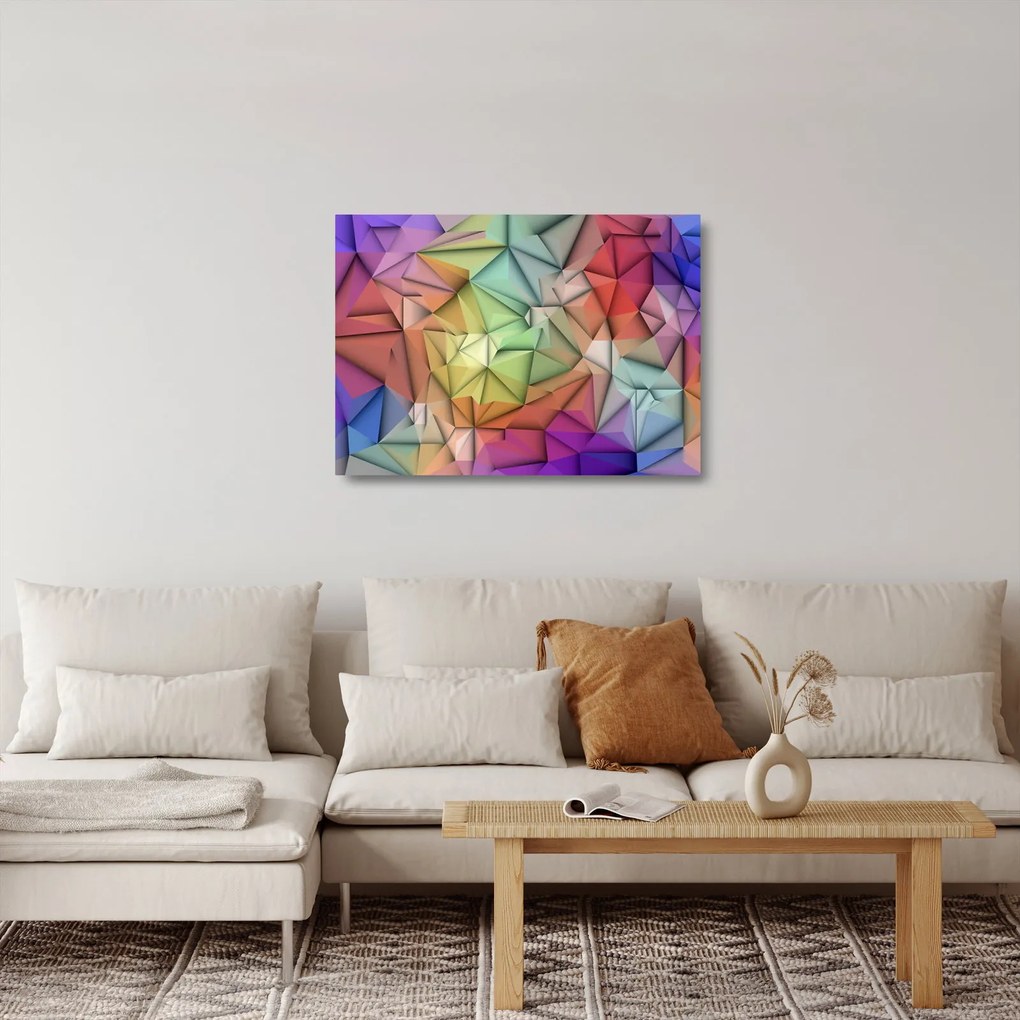 Kép - Sokszögű absztrakció (üvegen) (70x50 cm)