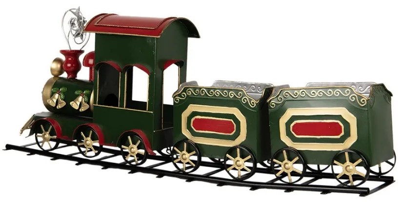 Nagy Zöld karácsonyi fém vonat 77x15x31 cm