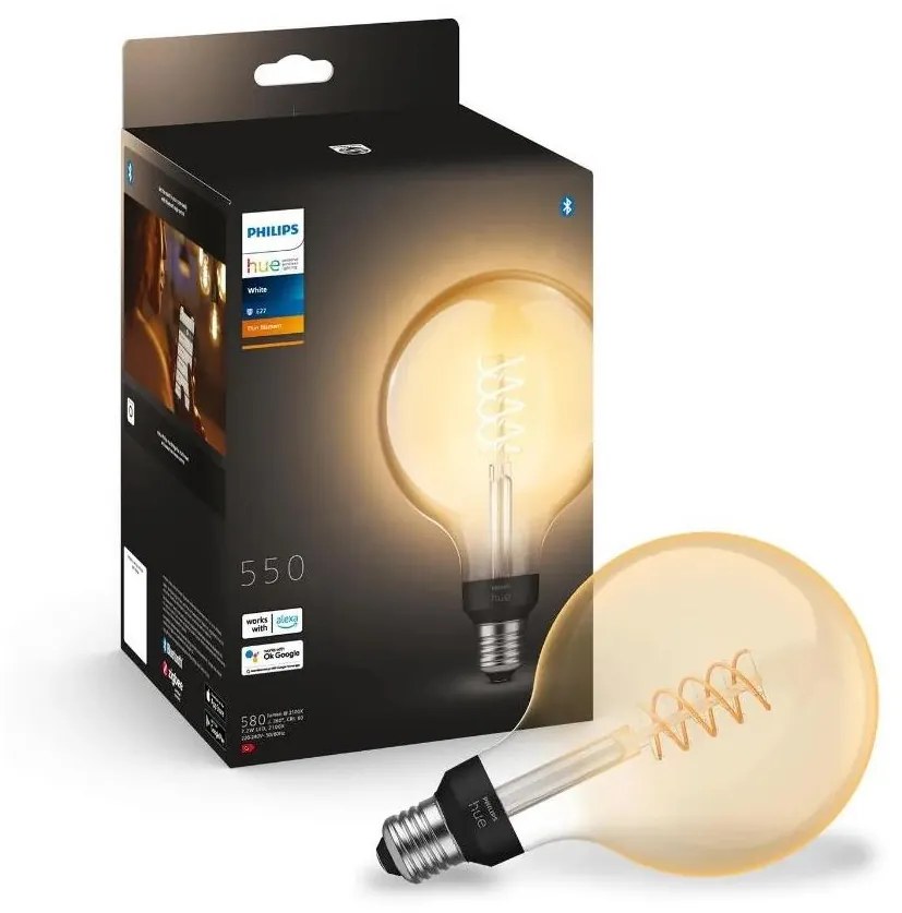 LED Dimmelhető izzó Philips Hue WHITE FILAMENT G125 E27/7W/230V 2100K