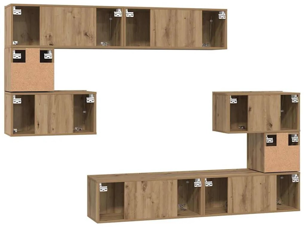 TV szekrény garnitúra 8 pcs kézműves tölgy 80 x 30 x 30 cm