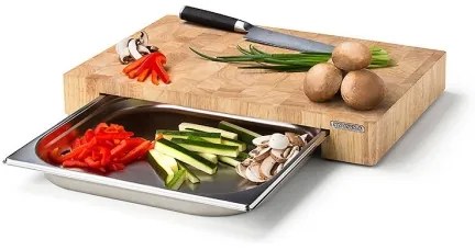 Continenta C4026 - Konyhai vágódeszka tálcával, 39x27 cm, gumifa