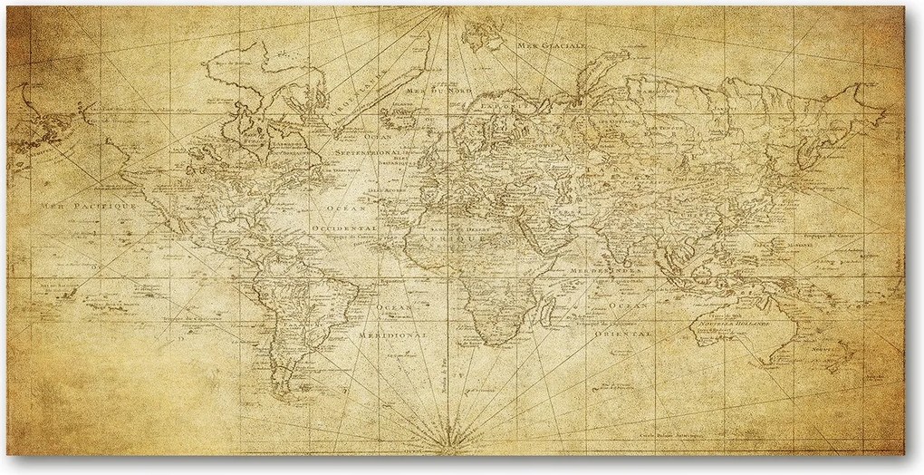 Konyhai panel Régi világtérkép 140x70 cm Ragasztó