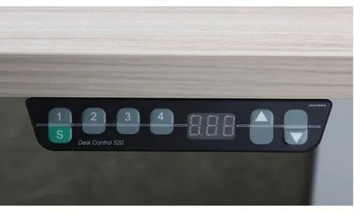 állítható magasságú asztal, memóriás, dió dekor munkalap, fehér lábazat