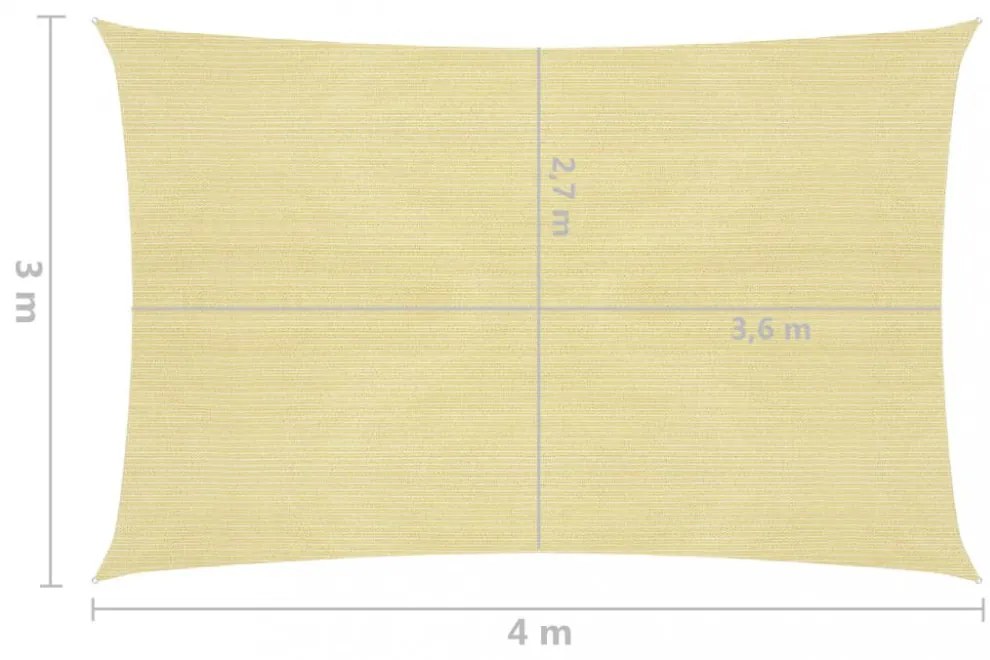 bézs HDPE napvitorla 160 g/m² 3 x 4 m