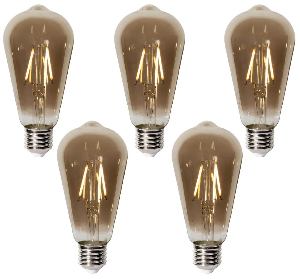 5 db E27 dimbare LED lamp ST64 smoke 2W 200 lm 2700K