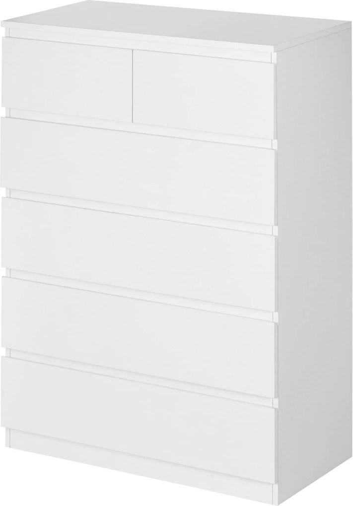 HOMCOM Modern Fiókos Komód 6 Fiókkal, Fa Fiókos Szekrény, Hálószobai Komód Bejárathoz, Nappalihoz, Irodához, Terhelhetőség: 50 kg, Méret: 80x39x115 cm