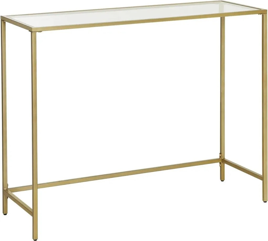 Konzolasztal fém vázzal edzett üveglappal, arany 100x35x80cm