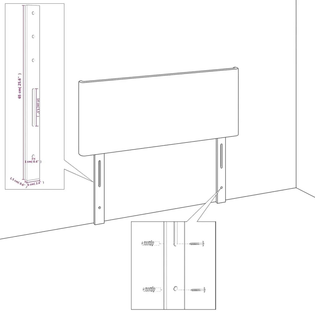 4 db fekete szövet fejtámla 72 x 5 x 78/88 cm