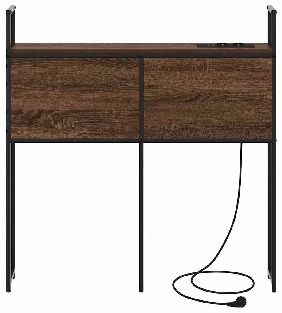 Tárolós Fejtámla Töltő Állomással barna tölgy 75 cm Faanyag