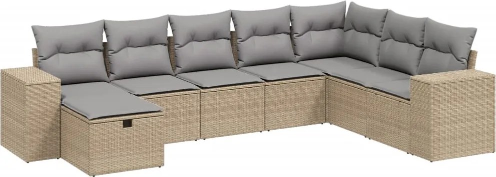 vidaXL 8 részes vegyes bézs polyrattan kerti ülőgarnitúra párnákkal