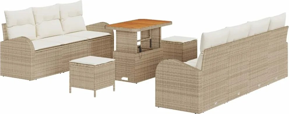 vidaXL Kerti Kanapé Szett párnával tárolóval 10 pcs Beige és krém