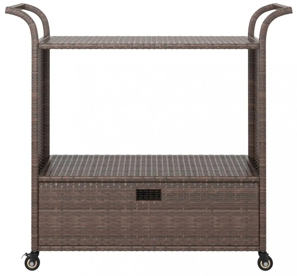 barna polyrattan bárkocsi fiókkal 100 x 45 x 97 cm