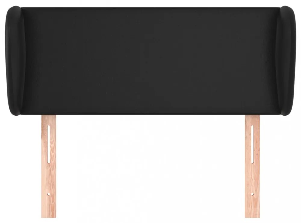 fekete műbőr szárnyas fejtámla 83x23x78/88 cm