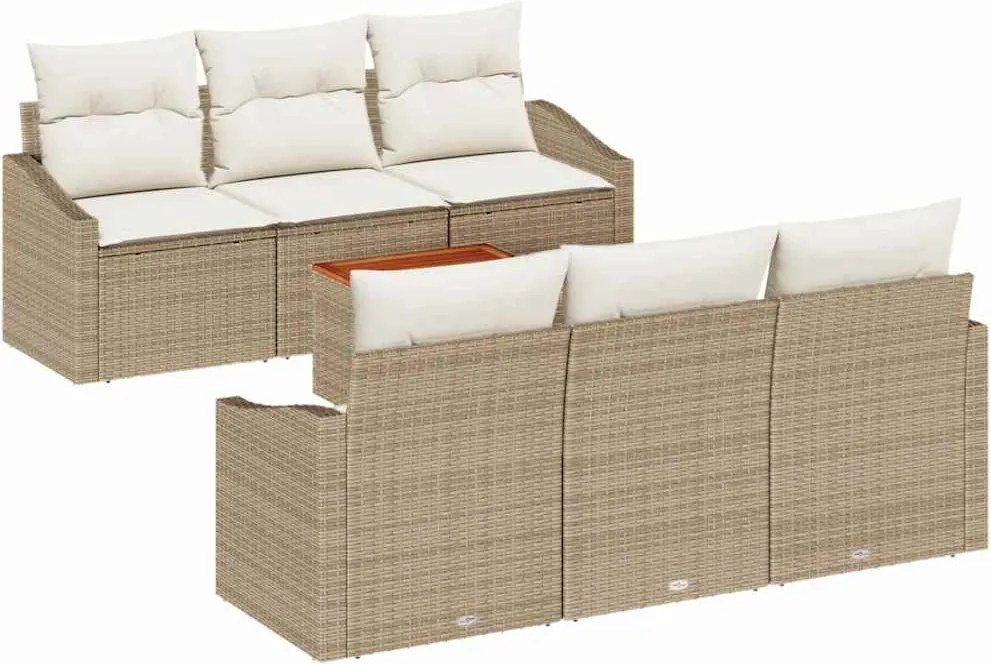 vidaXL Kerti Kanapé Szett tárolóval 7 pcs Beige és krém polirattan