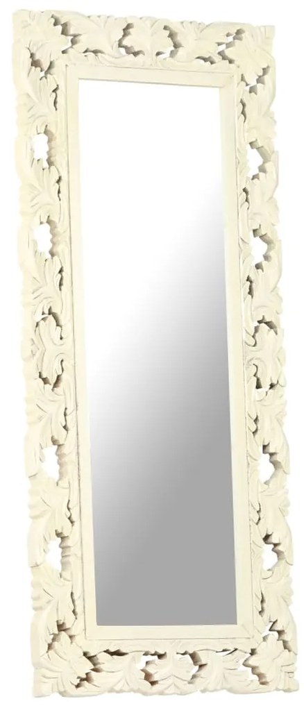 kézzel faragott fehér tömör mangófa tükör 110 x 50 cm