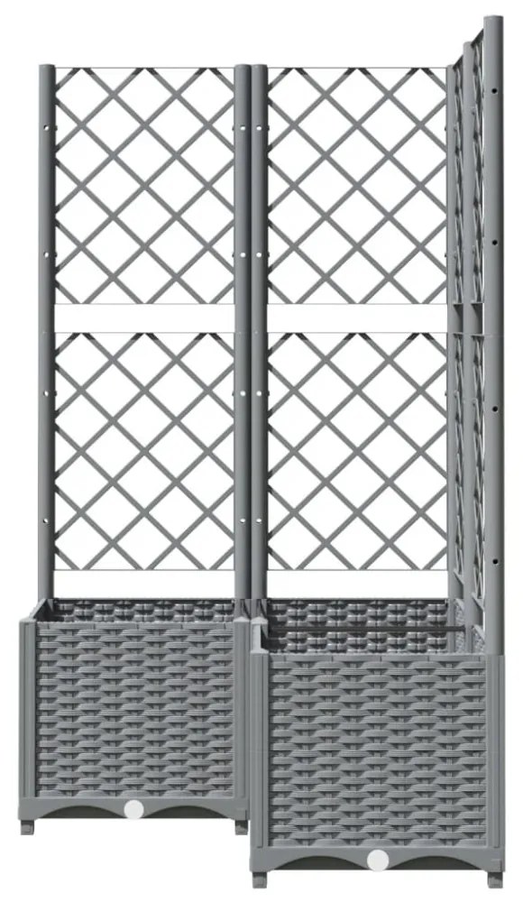 világosszürke PP rácsos kerti ültetőláda 80 x 80 x 136 cm