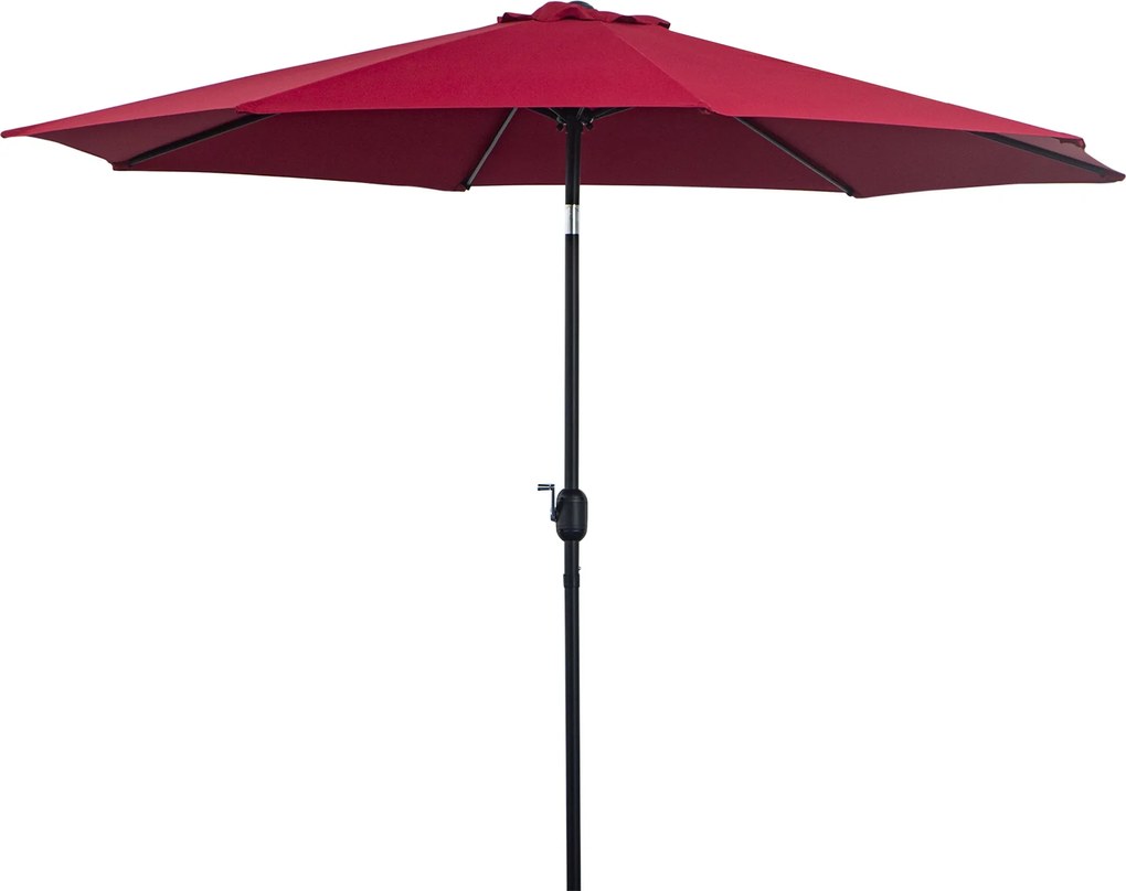 Outsunny Bordó Kerti Napernyő Ø295x250 cm Krékkel, Kültéri Árnyékoló Dőlésszög Mechanizmussal és Leszerelhető Fém Oszloppal Teraszra, Medencéhez | Aos