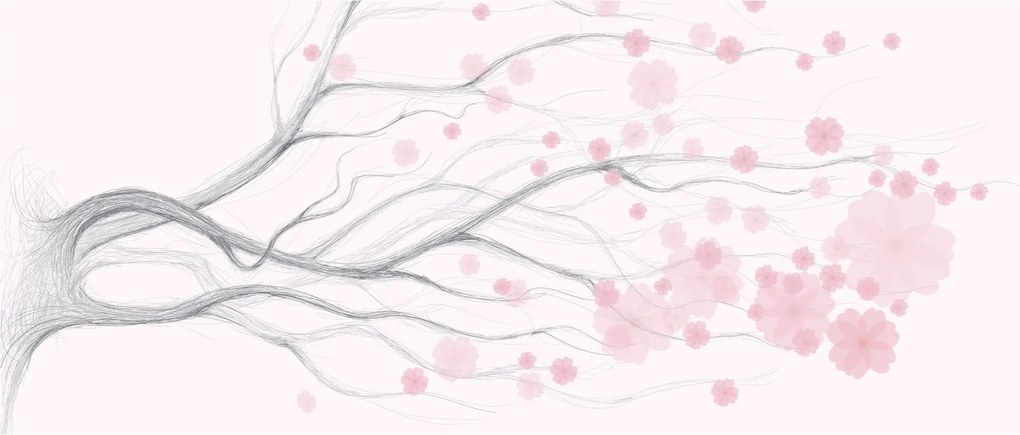 Kép - rózsaszín virágok (120x50 cm)