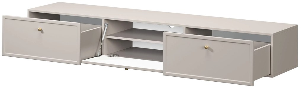Lorini fali TV-szekrény 200 cm fiókokkal - kasmír / arany fogantyúk