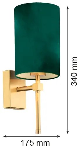Argon 8109 - Fali lámpa ABRUZZO 1xE14/7W/230V sárgaréz/zöld