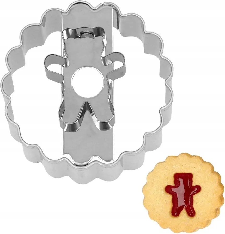 Keksz lyukasztó forma maci töltelékkel Linzer 2w1 Birkmann