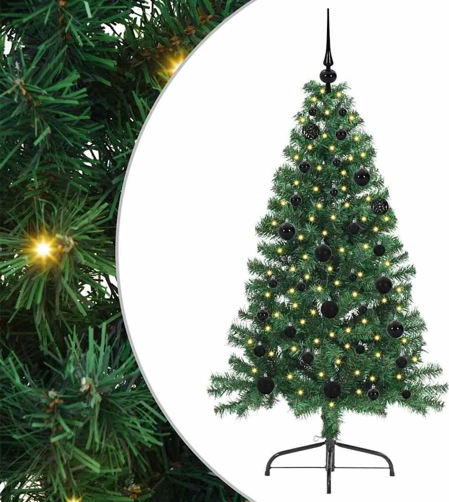 vidaXL Mesterséges, előre világított karácsonyi fa Zöld 150 cm PVC
