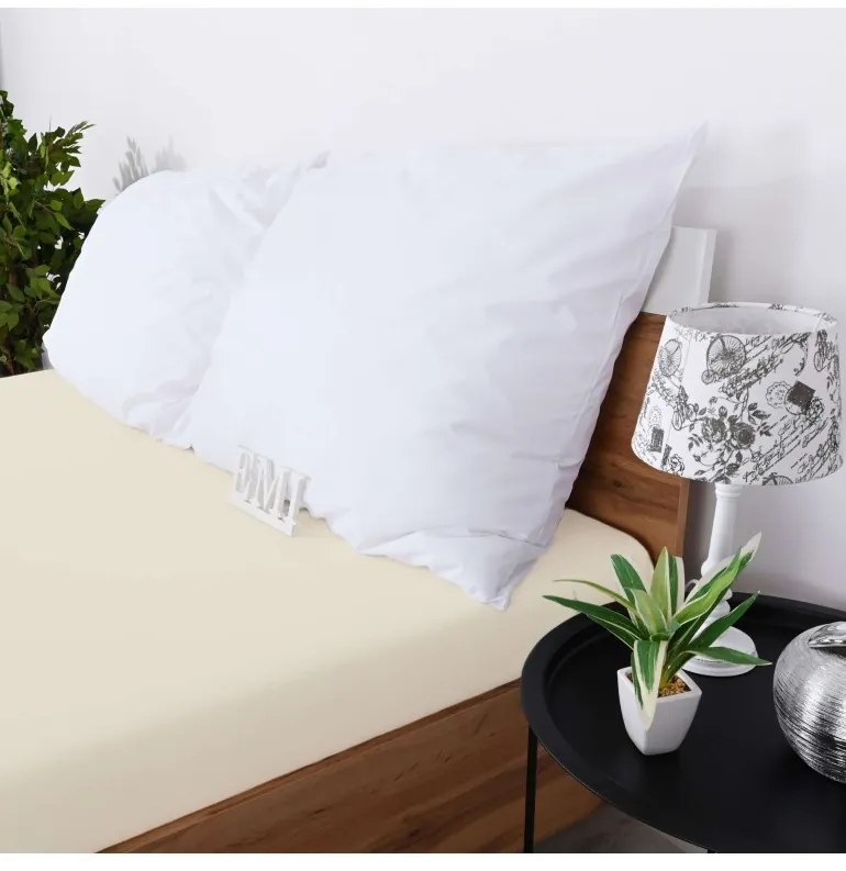 EMI krémszínű  100% pamutjersey gumis lepedő, 200x220-as lap