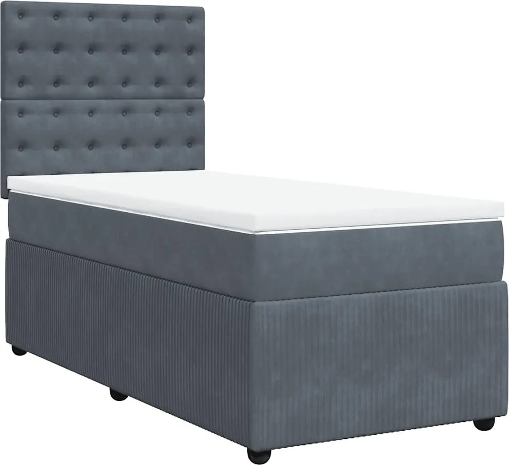 vidaXL sötétszürke bársony rugós ágy matraccal 90x190 cm