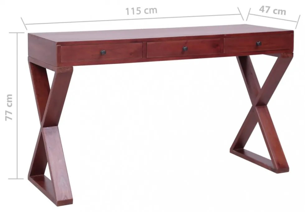 barna tömör mahagóni számítógépasztal 115 x 47 x 77 cm