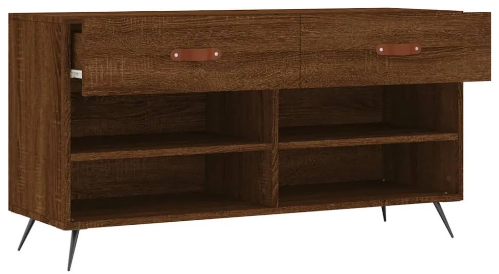 barna tölgy színű szerelt fa cipőpolc 102x35x55 cm