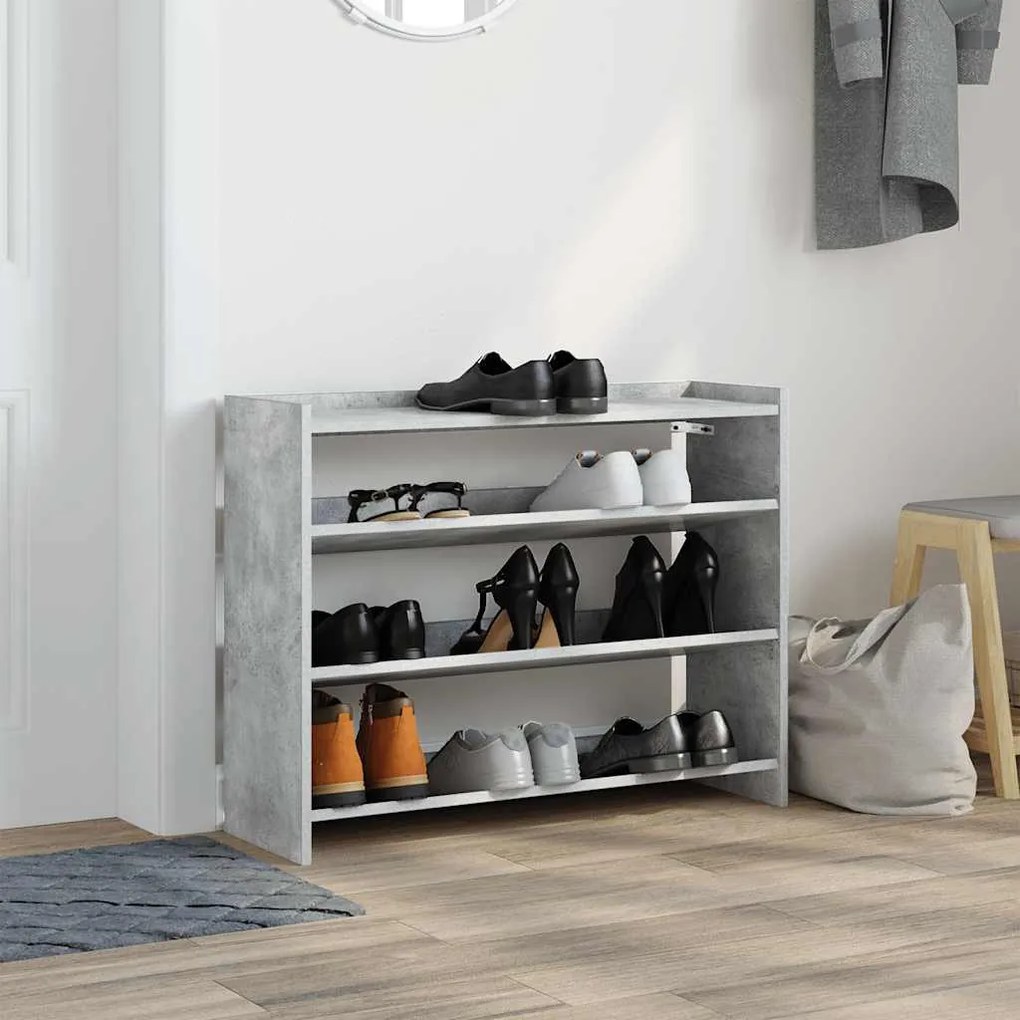 betonszürke szerelt fa cipőtartó 80x25x62 cm