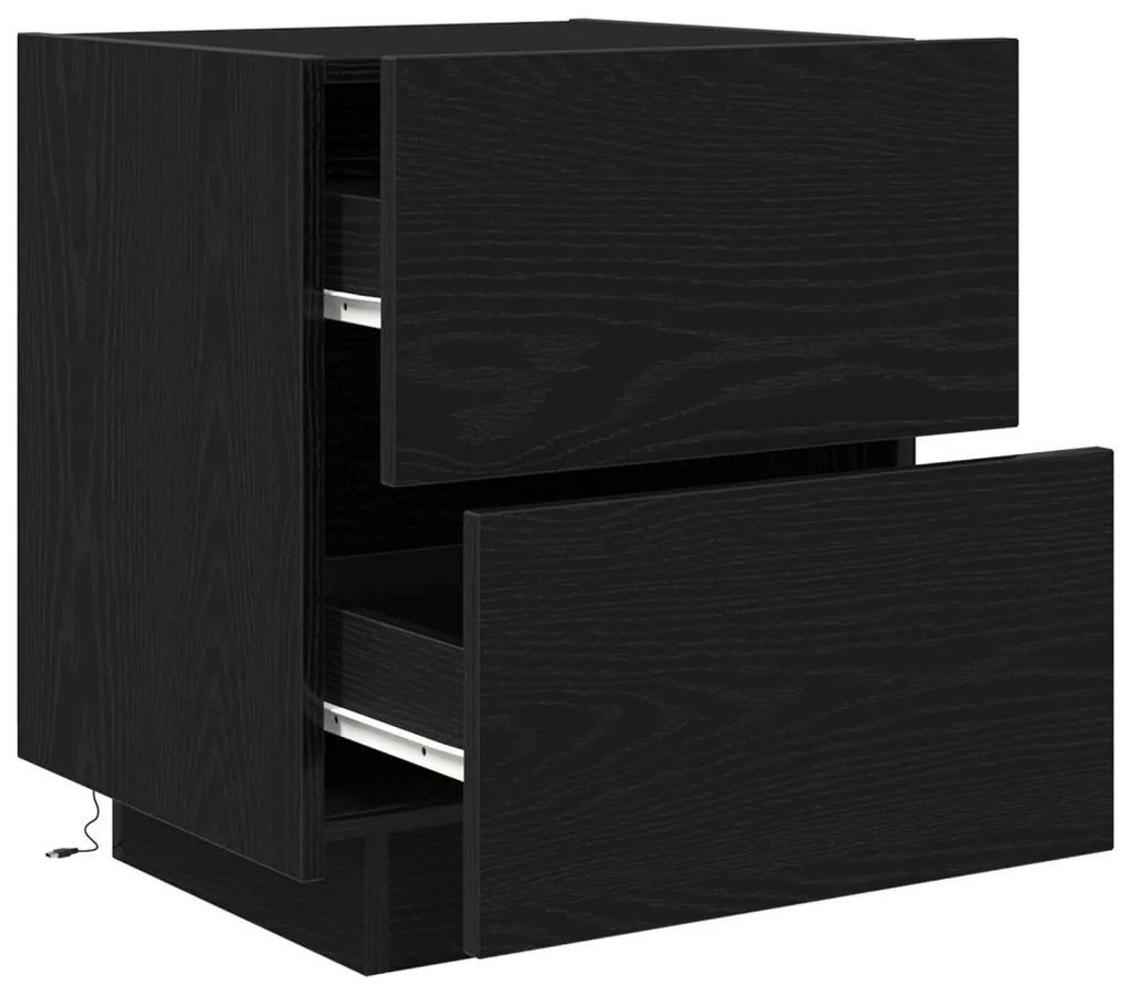 vidaXL Éjjeliszekrény fiókkal 2 pcs Fekete tölgy 45 x 40 x 55 cm