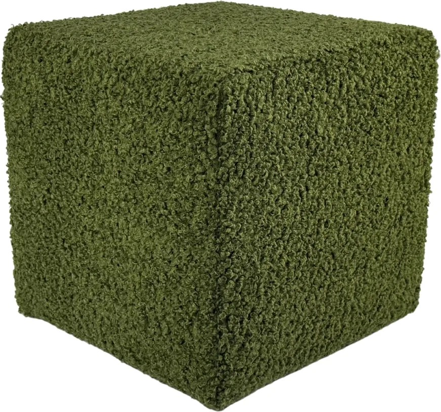 Négyzet alakú puff rolf teddy bouclé bárány szín sötétzöld