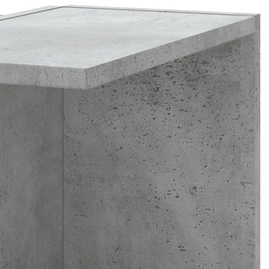 betonszürke szerelt fa fali sarokpolc 36,5 x 36,5 x 140 cm