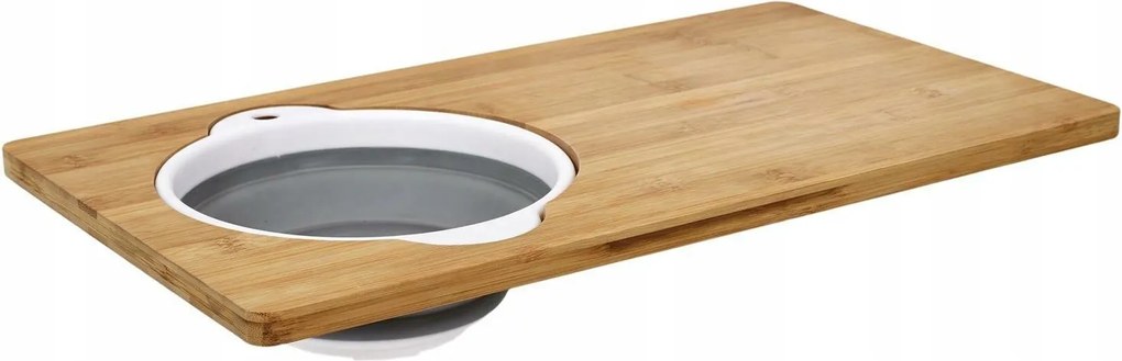 Bambusz Vágódeszka Összecsukható Szűrővel 49,5x28 cm
