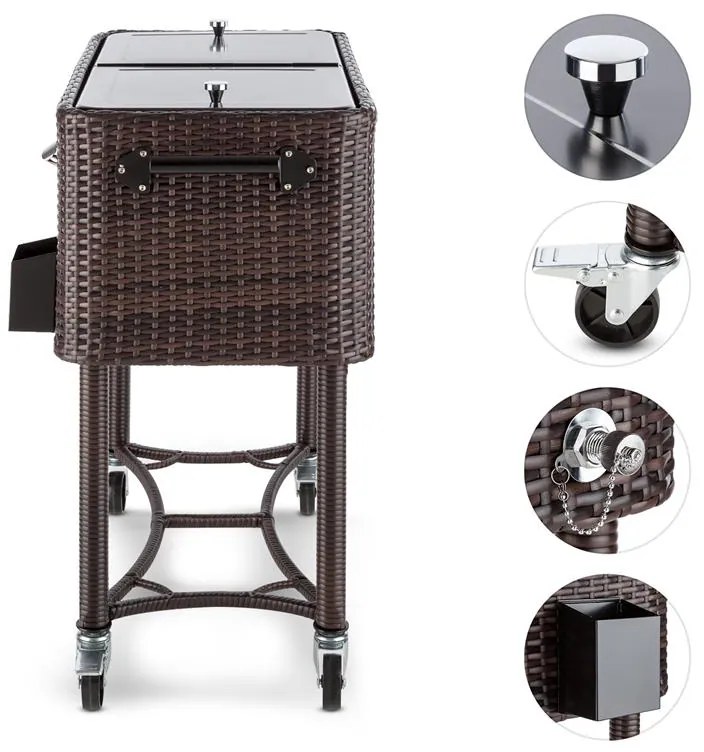 Blumfeldt Springbreak, italkocsi, hűtődoboz, zsúrkocsi teraszra, 80 l, rattan dizájn