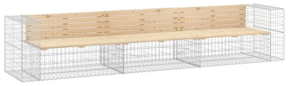 tömör fenyőfa gabion kerti pad 347x71x65,5 cm