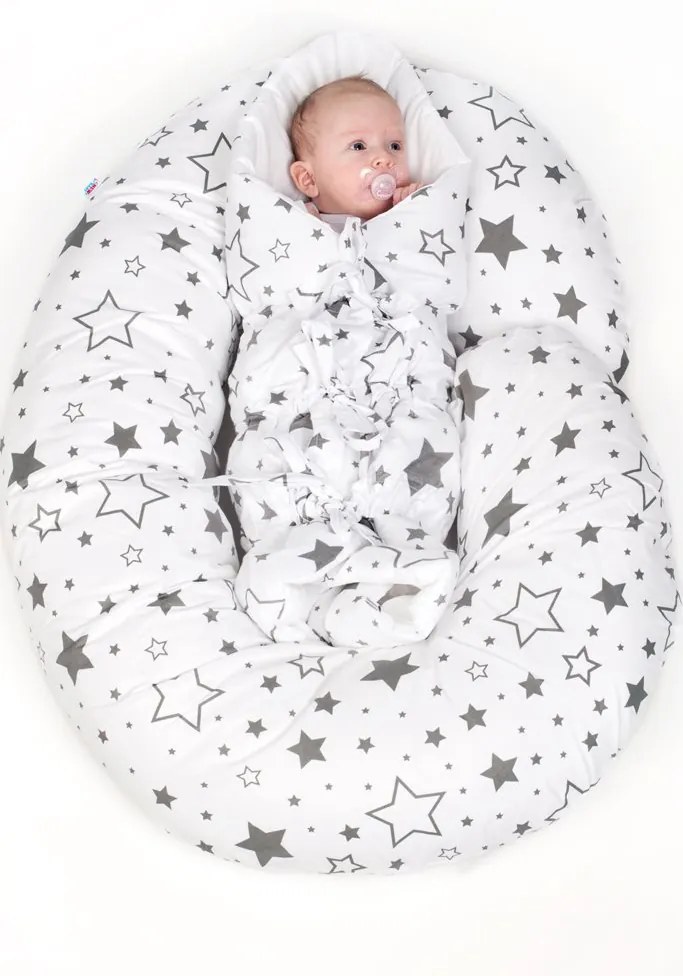 Klasszikus megkötős pólya New Baby csillagok szürke