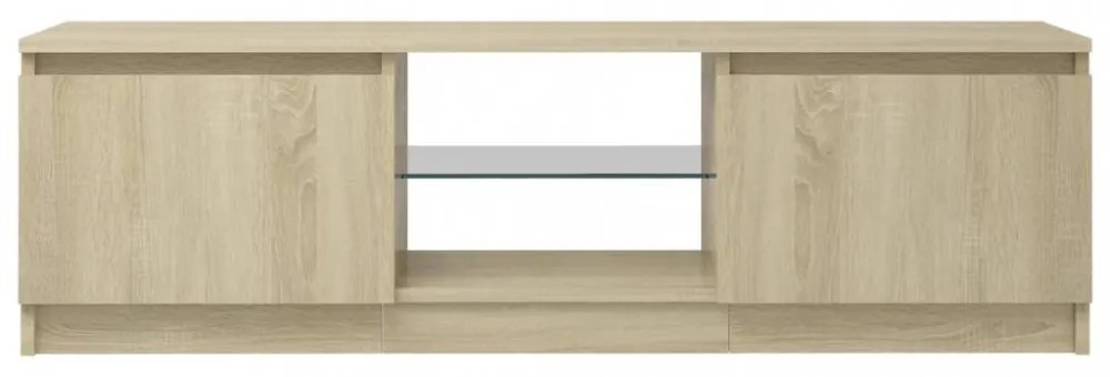 sonoma tölgy színű TV-szekrény LED lámpákkal 120x30x35,5 cm