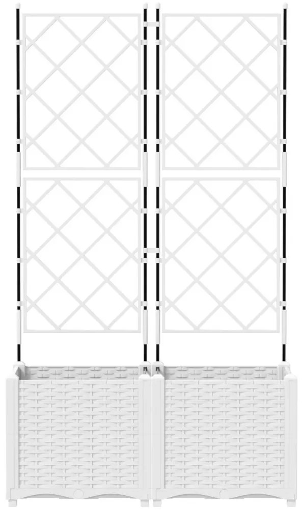 rácsos kert cserép 2 db Fehér 80x40x143 cm