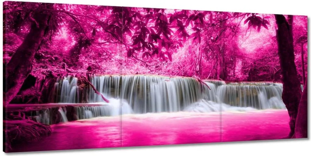 Vászonkép 210x100 Rózsaszín vízesés Tájkép