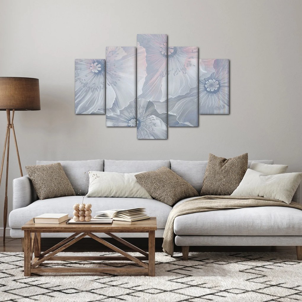 Kép - Kék virágok a falon (150x105 cm)