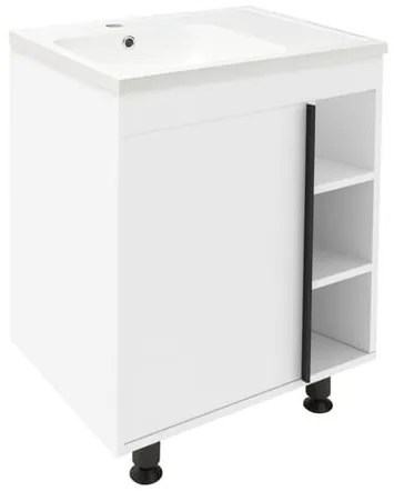 Naturel Lucca Fürdőszobaszekrény mosdóval 59x70x45 cm fehér fényes LUCCA60W