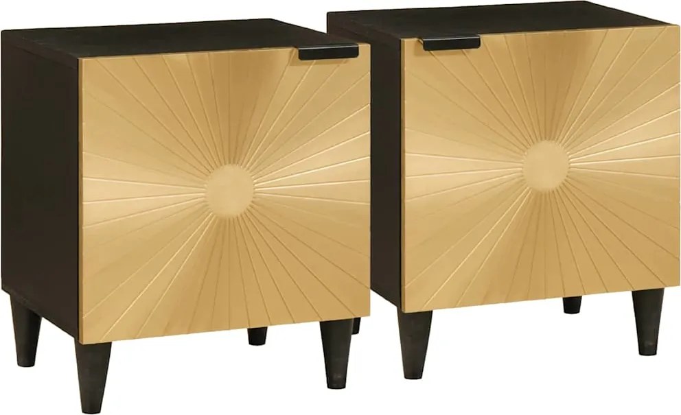vidaXL Éjjeliszekrény 2 pcs Fekete és Arany 40 x 33,5 x 46 cm