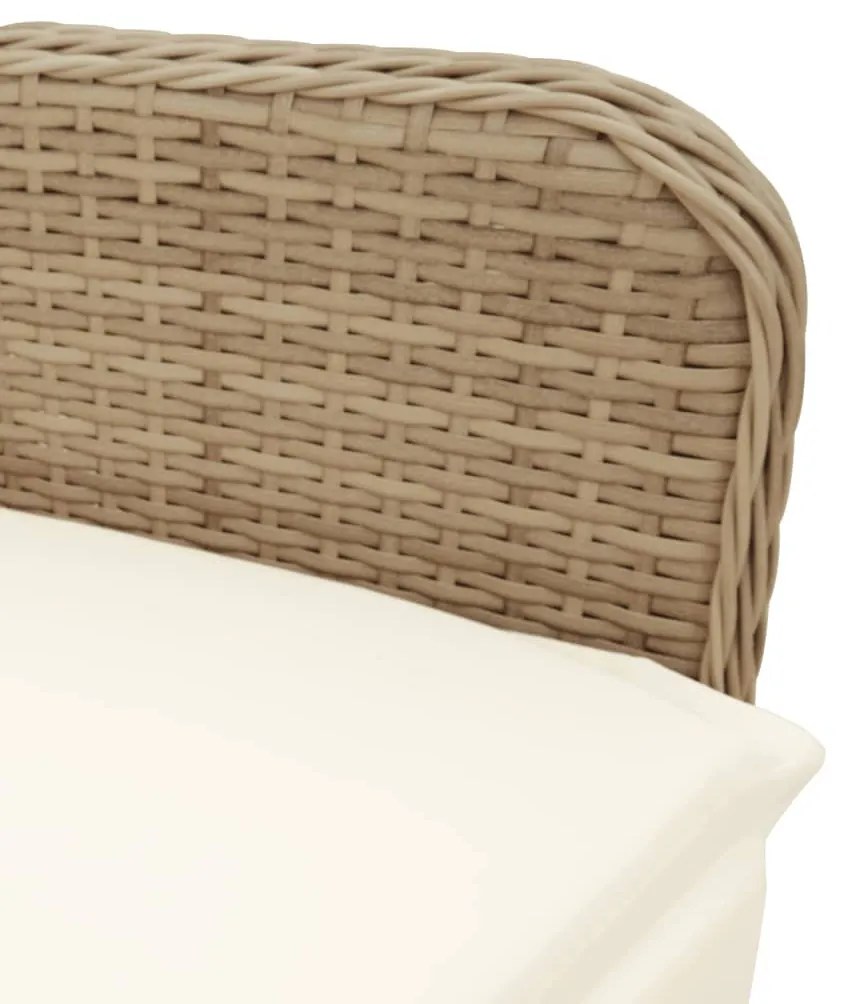7 részes barna polyrattan kerti bisztrógarnitúra párnákkal