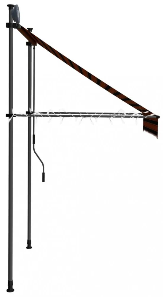 narancssárga-barna kézzel feltekerhető LED-es napellenző 150 cm