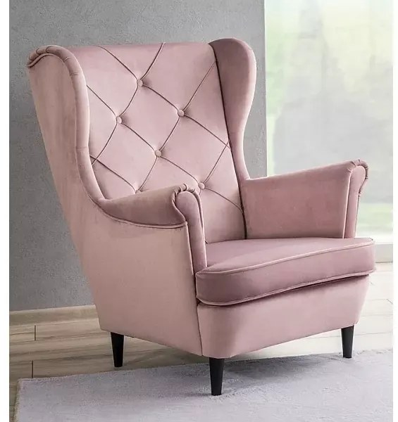 Régi rózsaszín fotel TV-hez LADY VELVET