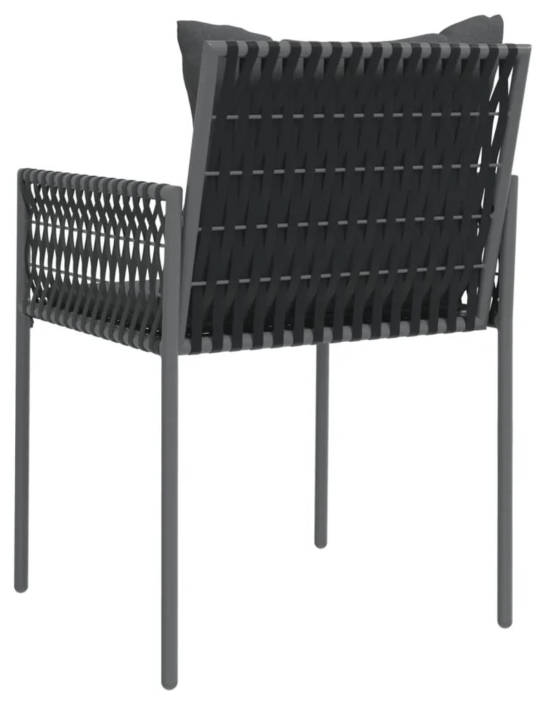 2 db fekete polyrattan kerti szék párnával 54 x 61 x 83 cm