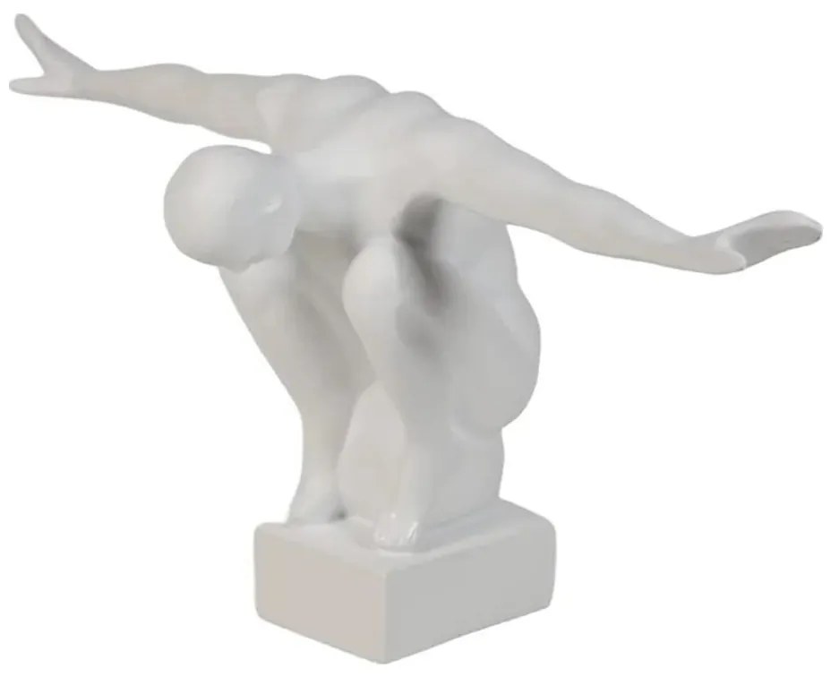 Asztaldísz 19,5x16x38,5 cm gyanta/fehér